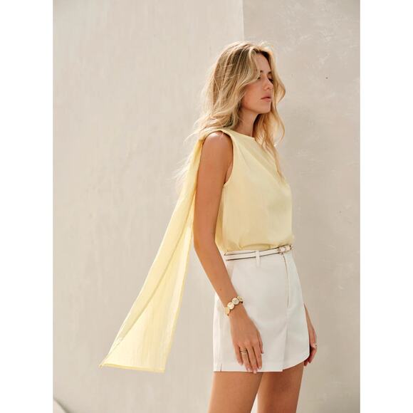 Semi-Sheer Cowl-Neck Sash Back Blouse - Picture 3 of 7